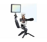 Somikon Kit de vlogging avec lampe LED, microphone, trépied et support pour smartphone