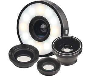 Somikon Lentilles pour appareil mobile super grand-angle, macro et fish-eye + Anneau LED