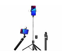 Somikon Trépied smartphone et perche à selfie 170 cm avec déclencheur à distance et éclairage LED