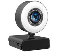 Somikon Webcam USB Full HD – Autofocus, double micro intégré, anneau d'éclairage
