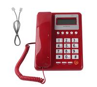 SOMK Téléphone Filaire Rouge Rétro avec Affichage de l'Identité de l'Appelant, Téléphone de Bureau pour Personnes Âgées, Répondeur Numérique
