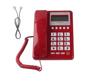 SOMK Téléphone Filaire Rouge Rétro avec Affichage de l'Identité de l'Appelant, Téléphone de Bureau pour Personnes Âgées, Répondeur Numérique
