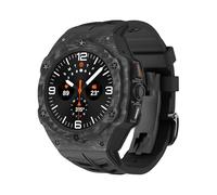 SOMKB Kit de modification de luxe pour Samsung Galaxy Watch 7 Ultra 47 mm, boîtier en carbone, bracelet en caoutchouc pour Galaxy Watch Ultra, bracelets de montre en fibre de carbone(Black)