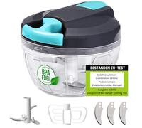SOMLAW 520ml Hachoir Oignon & Mixeur Manuel, Mini Hachoir Manuel avc Acier Inoxydable 3 Lames Et 1 Mélangeur, Coupe Oignon Manuel, Hachoir de Cuisine pour d'ail, Viande, Fruit, Carotte