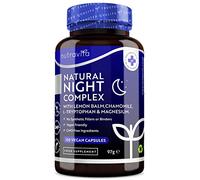 Sommeil Naturel Complex Vegan - Pour Nuits Tranquilles - Mélisse, Camomille, Magnésium 187,5mg & Vitamine B12 - 120 Gélules - Alternative à la Mélatonine - Nutravita