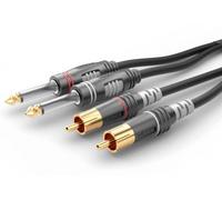 Sommer Cable HBA-62C2-0300 Jack / Cinch-RCA audio Câble de raccordement [2x Jack mâle 6,3 mm (mono) - 2x Cinch-RCA mâle] 3.00 m noir