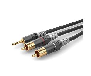 SommerCable HBA-3SC2-0300 Câble adaptateur audio basique de 3 m - Mini jack 3,5 mm à 3 broches vers 2 fiches RCA (L+R) avec connecteurs Hicon