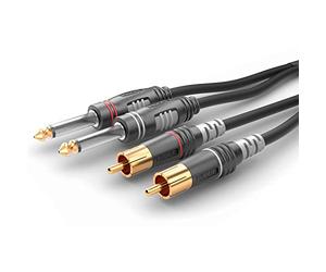 SommerCable HBA-62C2-0060 Lot de 2 câbles de raccordement audio jack/RCA [2 fiches jack 6,3 mm (mono)