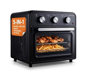 Sommertal Mini four de 20 litres avec chaleur tournante et friteuse à air chaud, mini four 1800 W, pour cuire, griller et pizza, petit four de table avec fonction Airfryer, 100 à 230 °C, minuterie de