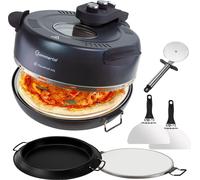 Sommertal PizzaProfi Four à pizza XXL avec plaque de pierre de 39cm - Four à pizza électrique, pizza rapide en 3 minutes, jusqu'à 380°C - Set de 5 pièces avec insert de poêle, 2x pelle à pizza, coupeu