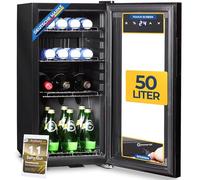 Sommertal Réfrigérateur avec porte en verre GK50 - Réfrigérateur silencieux avec LED, écran tactile et serrure, petit réfrigérateur pour bouteilles, noir, 50 l