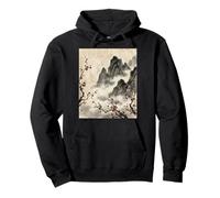 Sommets des Montagnes brumeuses de Fleurs Rouges japonaises Sweat à Capuche