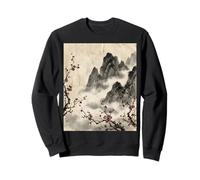 Sommets des Montagnes brumeuses de Fleurs Rouges japonaises Sweatshirt