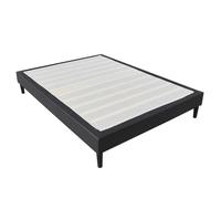 Sommier 120x190 cm Tapissier déhoussable housse lavable noir + Pieds en 20 cm 2 x 13 Lattes - opale- revetement Tissu PVC