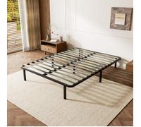 Sommier 140x190 cm avec Pieds Inclus,Cadre de lit Robuste en métal et Bois,DEWINNER,2x14 Lattes en peuplier,Renfort Adaptable