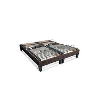 BELLECOUR Sommier Électrique 160x200 cm (2x80x200 cm) à Lattes et Plots avec tête, Buste & Pieds relevables et télécommande Filaire - Modèle Rochereau Fabriqué en Europe