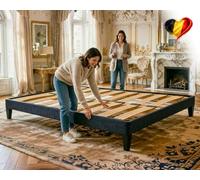 Sommier 140x200 Noir Anthracite, Hauteur 30 cm, à Lattes Actives en Bois, Cadre Tapissé, Structure Solide en Bois Massifs, avec Pieds inclus, Stable et Silencieux, Lit 2 Personnes pour Chambre Adulte