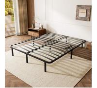 Sommier 160x200 cm avec Pieds Inclus,Cadre de lit Robuste en métal et Bois,DEWINNER,2x14 Lattes en peuplier,Renfort Adaptable