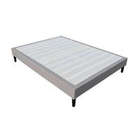 Sommier 160x200 cm Tapissier déhoussable housse lavable Gris + Pieds en 20 cm 2 x 13 Lattes - opale- revetement Tissu PVC
