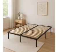 Sommier 200x200 cm Jacky - Solide et Confortable x 29 cm - Cadre à Lattes + 6 Pieds en Métal - Épaisseur Métal 1,2 mm - 14 Lattes en 9 mm Noir G