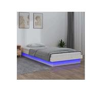 vidaXL Cadre de lit 819998 à LED avec sommier à lattes – Lit simple adulte, blanc