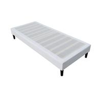Sommier 80x200 cm Tapissier déhoussable housse lavable Blanc + Pieds en 20 cm 13 Lattes - anna- revetement Tissu Polyester