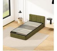 Sommier 90x200 cm 1x15 Lattes Peuplier Naturel Cadre Noir Renforcé Ergonomique Compatible Boxspring (0 Pied)