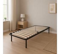 Sommier 90x200 Noir Cadre à Lattes Renforce et Soutien Réglable - 4 Pieds x 29 cm en Métal - Métal 1,4 mm - 34 Lattes 9 mm et 3,5 cm - Confort Optimisé Usage Quotidien - CADRE A LATTE ANYA
