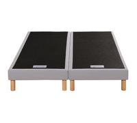 Sommier à lattes 2 X 80 x 200 SIMMONS - 4 pieds bois - Caisse en bois massif - Lattes fixes en bois 98 mm de largeur -