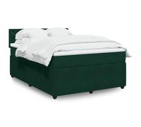 Sommier à lattes avec matelas 140x190 cm, Velours Vert Foncé, Cadre de Lit avec Tête de Lit, Matelas Ressorts Ensachés pour un Sommeil Réparateur, Confort Moyen, Ensemble Complet Chambre à Coucher