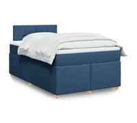 Sommier à Lattes avec Matelas Bleu 120x190 cm, lit Adulte Confortable Ressorts ensachés et éclairage LED réglable pour Chambre à Coucher Moderne, Tissu Polyester Durable