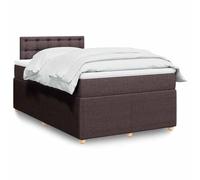 Sommier à lattes avec matelas et surmatelas 120x190 cm marron foncé tissu polyester, cadre de lit avec tête de lit lumières LED, ressorts ensachés pour un sommeil réparateur un adulte et studio