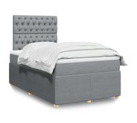Sommier à lattes avec matelas et surmatelas 120x200 cm Gris clair - Cadre de lit avec tête de lit réglable, ressorts ensachés pour un sommeil réparateur sans transfert de adulte et invités