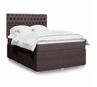 Sommier à Lattes avec Matelas et Surmatelas 140x190 cm, Tête de Lit Réglable, Matelas à Ressorts Ensachés pour un Sommeil Réparateur, Cadre de Marron Fonçé, Ensemble Complet Lit Double Confortable