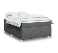 Sommier à lattes avec matelas et surmatelas 140x200 Gris foncé, Cadre de lit en tissu polyester, Matelas à ressorts ensachés pour un sommeil réparateur un soutien personnalisé, adulte et appartement