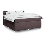 Sommier à Lattes avec Matelas et Surmatelas 200x200 cm Marron, Cadre de Lit avec Tête de Lit, Lumières LED RGB, Confort Moyen, Ressorts Ensachés pour Un Sommeil Réparateur, Chambre à Coucher Moderne