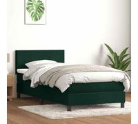 Sommier à lattes avec matelas et surmatelas 80x220 cm, tête de lit réglable, ressorts ensachés pour un sommeil réparateur, cadre lit adulte vert foncé velours, literie complète confortable