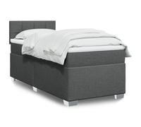 Sommier à lattes avec matelas et surmatelas 90x190 cm Gris foncé - Ensemble lit complet confortable durable avec tête de lit, ressorts ensachés pour un sommeil réparateur et un soutien personnalisé