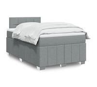Sommier à lattes avec matelas et surmatelas gris clair 120x190 cm, cadre lit tissu polyester, LED intégrée, ressorts ensachés pour un sommeil réparateur, chambre à coucher et chambre d'amis