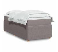 Sommier à lattes avec matelas et surmatelas intégrés 90x200 cm, Tissu Taupe, Cadre de Lit avec Matelas à Ressorts Ensachés pour un Sommeil Confortable Réparateur, Idéal Chambre et Guest Room