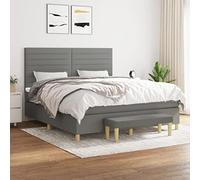 Sommier à Lattes avec Matelas intégré 160x200 cm Gris foncé Tissu, Tête de lit réglable, Matelas à Ressorts ensachés pour Un Sommeil réparateur, Banc de Bout de Inclus, Lit Moderne et Confortable