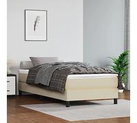Sommier à lattes avec matelas intégré Crème 100x200, Similicuir Luxe, Cadre de lit et Matelas à ressorts ensachés pour un sommeil réparateur, Support moyen-ferme pour dormeurs sur le dos et ventre
