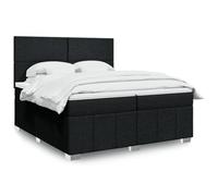 Sommier à lattes avec matelas intégré Noir 200x200 cm, Tête de lit réglable, Lumières LED RGB, Surmatelas Confort, Cadre en Tissu Polyester pour Chambre à Coucher Adulte, Lit Double King Size