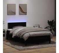Sommier à lattes avec matelas noir 120x210 cm velours confortable, ressorts ensachés individuels, tête de lit réglable, éclairage LED RGB, surmatelas respirant pour chambre à coucher et studio