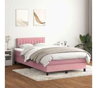 Sommier à Lattes avec Matelas Rose 120x210 cm Velours, LED Lighting, Adjustable headboard, Pocket Spring Mattress for Bedroom and Guest Room Comfort