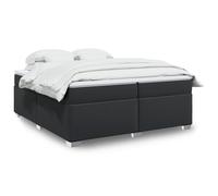Sommier à lattes de lit avec matelas noir 120x190 cm similicuir
