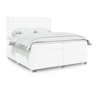 Sommier à lattes de lit avec matelas Blanc 200x200cm Similicuir lit vidaXL
