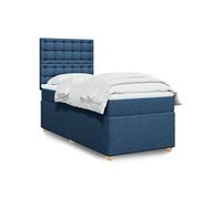 Vidaxl Sommier À Lattes De Lit Avec Matelas Bleu 100x200 Cm Tissu Bleu
