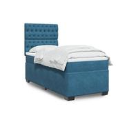 vidaXL Sommier à lattes de lit avec matelas bleu 90x190 cm velours