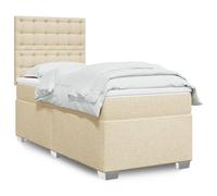 Sommier à lattes de lit avec matelas Crème 100x200 cm Tissu lit vidaXL